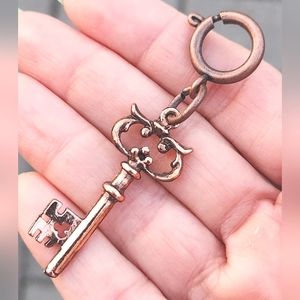 Anthropologie Copper Tone Metal Skeleton Key Charm RARE